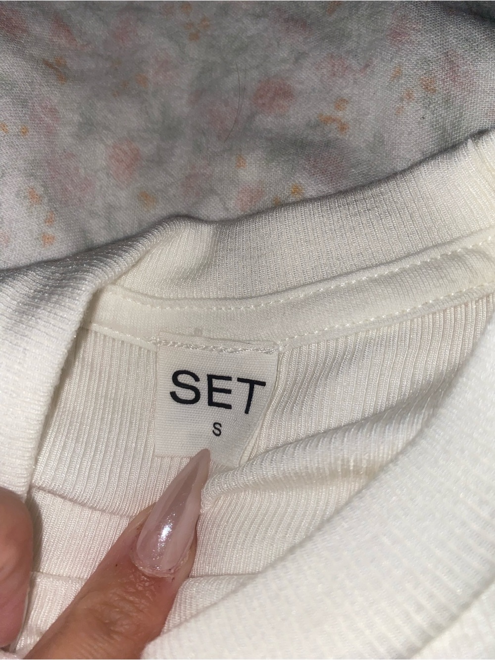 SET Active Cream Waffle Knit Joggers with White Crop Tee - Picture 3 of 3